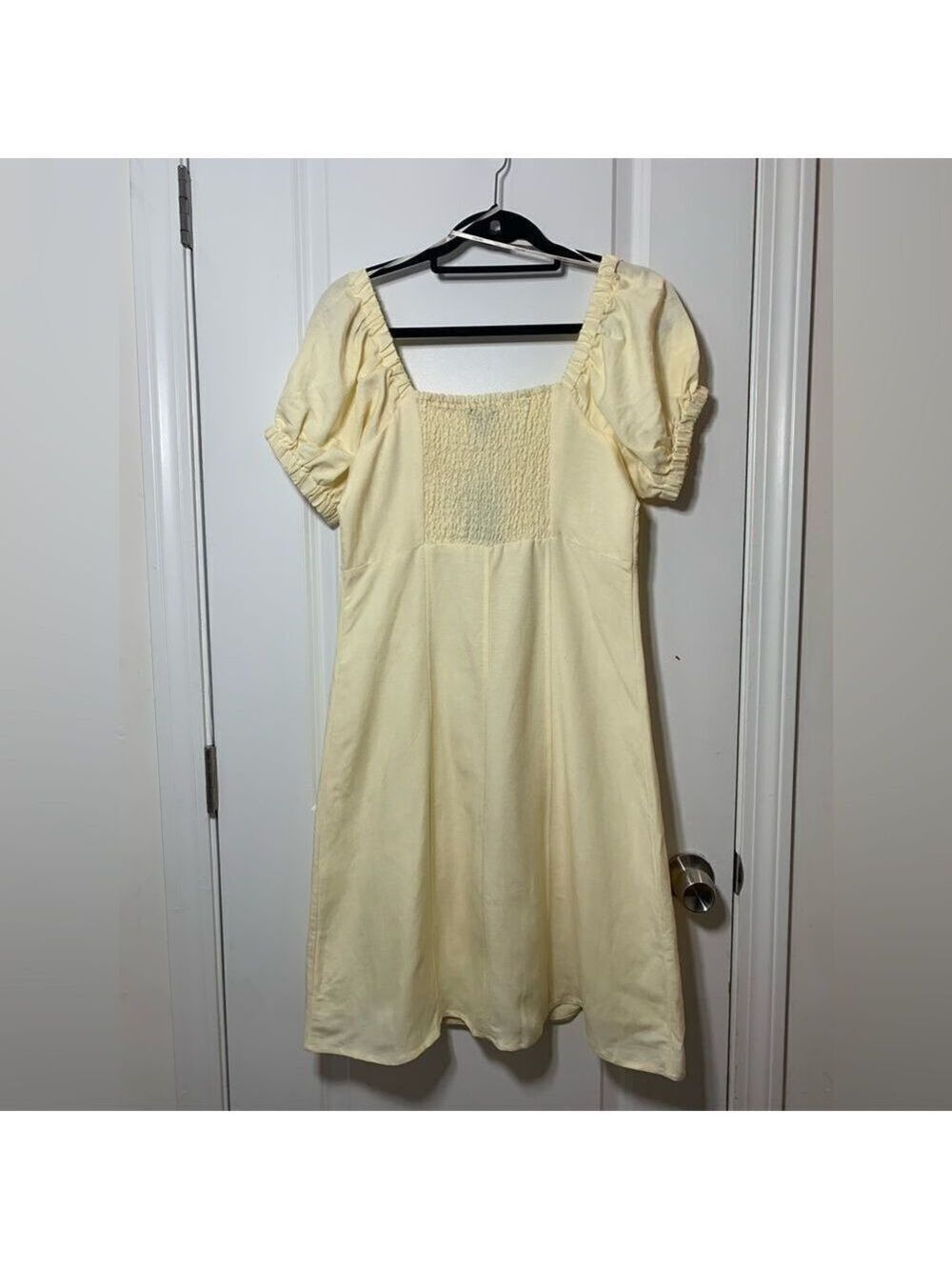 NWT Forever 21 Yellow Button Down Short Sleeved Midi Dress with slit size M - Picture 14 of 16